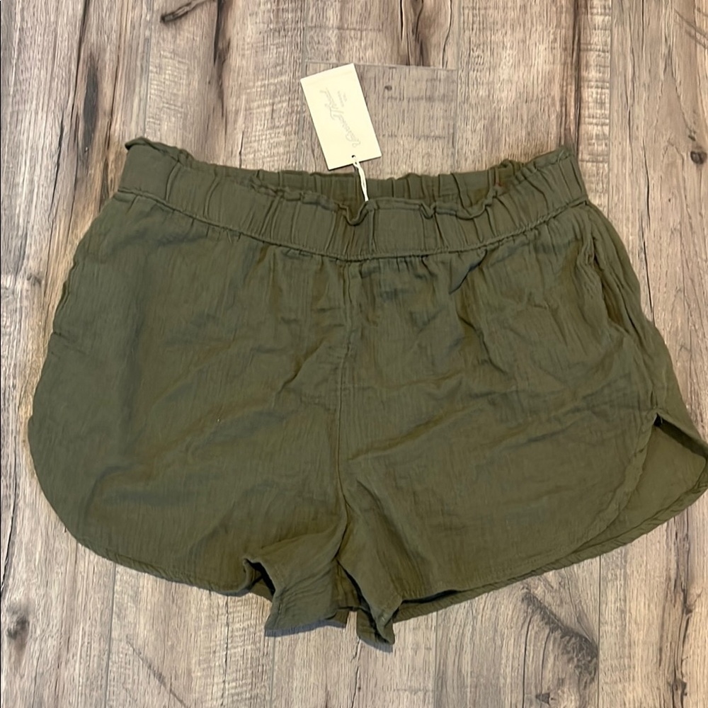 Green Athletic Shorts with Elastic Waistband